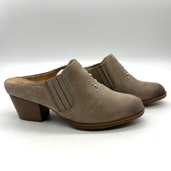 Earth Women's Size 9D Taupe Mules Nubuck Western Detailed - Picture 1 of 12